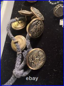 WWII-Desert Storm US Military Insignia Lot Buckle Badges Buttons Navy Army