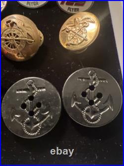 WWII-Desert Storm US Military Insignia Lot Buckle Badges Buttons Navy Army