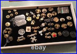 WWII-Desert Storm US Military Insignia Lot Buckle Badges Buttons Navy Army