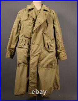 WWII ETO US Army Field Overcoat Officer's Trench Coat Sz 38 R 40s WW2 VTG 40s