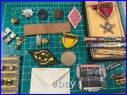 WWII ETO US Army Medical Officer Insignia Grouping Ribbons Medal Patch Pins