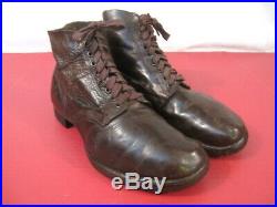 WWII Era US Army Brown Leather Service Shoes Size 10 1/2 Original Nice