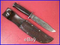 WWII Era US Army Kinfolks USA Fighting Knife withLeather Handle & Scabbard RARE