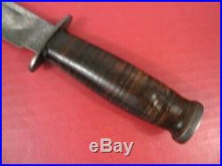 WWII Era US Army Kinfolks USA Fighting Knife withLeather Handle & Scabbard RARE