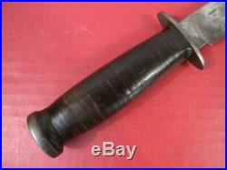 WWII Era US Army Kinfolks USA Fighting Knife withLeather Handle & Scabbard RARE