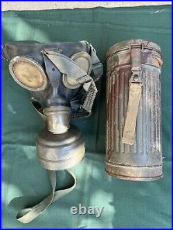 WWII German Army Gas Mask GM30 (1938) with FE44 Filter (1944) // Original