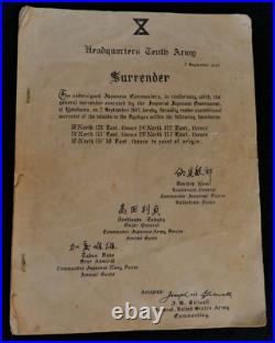 WWII HQ Tenth Army Instrument of Surrender Japan Sept. 7 1945 Gen. Stilwell Rare