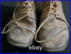 WWII Imperial Japanese Army Leather Hobnail Boots Rubber Sole Marked War-Time VR