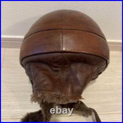 WWII Imperial Japanese Army Tank Crew Winter Leather Helmet with Star Marking