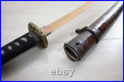 WWII Japanese Army Shin-Gunto Koshirae Leather Covered Saya, Short Takemitsu F16