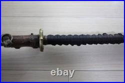 WWII Japanese Army Shin-Gunto Koshirae Leather Covered Saya, Short Takemitsu F16