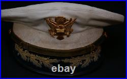 WWII Korean War US Army Senior Officers Dress Summer White Service Visor Hat