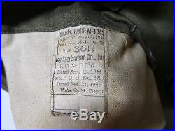 WWII M-1943 Field Jacket Pattern B 1944 Size 36R OD Green US Army Original