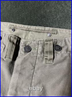 WWII M-43 Field Pants with13 Star Metal Buttons, US Army 1940s, W30 X L28