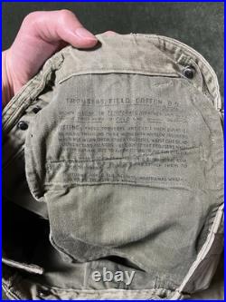WWII M-43 Field Pants with13 Star Metal Buttons, US Army 1940s, W30 X L28