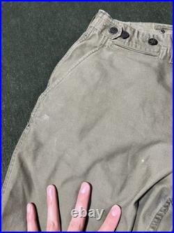 WWII M-43 Field Pants with13 Star Metal Buttons, US Army 1940s, W30 X L28