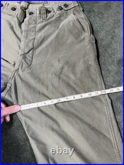 WWII M-43 Field Pants with13 Star Metal Buttons, US Army 1940s, W30 X L28