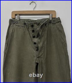 WWII M-43 Field Pants with13 Star Metal Buttons, US Army 1940s, W32 x L31, V-98
