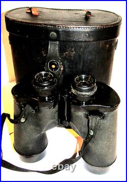 WWII M17 A1 7x50 US ARMY BINOCULARS! WITH NECK STRAP & LEATHER CASE! CLEAR VIEW