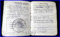 WWII Original Red Army Soviet Identity Papers PPSH Wounded Luger Nagant Rare