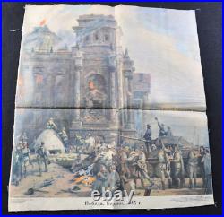 WWII Original Red Army Soviet Propaganda Painting Berlin Reichstag 1945 RARE