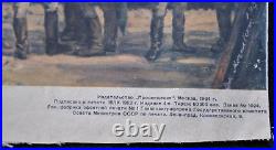 WWII Original Red Army Soviet Propaganda Painting Berlin Reichstag 1945 RARE