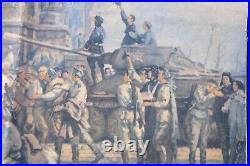 WWII Original Red Army Soviet Propaganda Painting Berlin Reichstag 1945 RARE