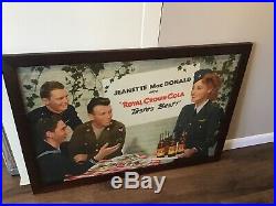 WWII Royal Crown RC Cola Cardboard Sign Jeanette MacDonald with Soldiers Army USMC