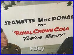 WWII Royal Crown RC Cola Cardboard Sign Jeanette MacDonald with Soldiers Army USMC