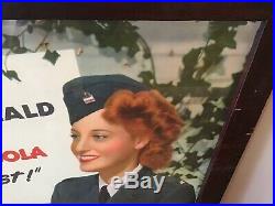 WWII Royal Crown RC Cola Cardboard Sign Jeanette MacDonald with Soldiers Army USMC