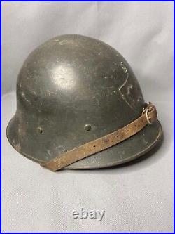 WWII Sweden Swedish Army Steel Helmet Skull Crossbones Decal Chin Strap Linear