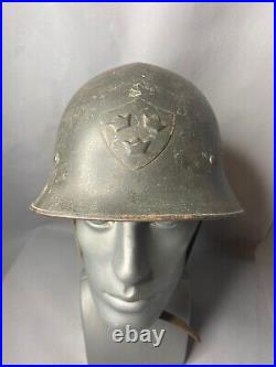 WWII Sweden Swedish Army Steel Helmet Skull Crossbones Decal Chin Strap Linear