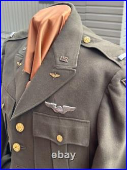 WWII U. S ARMY OFFICER WINTER SERVICE DRESS COAT with 12TH AIRFORCE BULLION PATCH