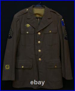 WWII U. S. Army Class A Uniform Coat Amphibious Patched T/4 MUC 1942 Dated 39R