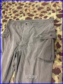 WWII U. S. Army HBT Trousers 13 Star Buttons 44x33