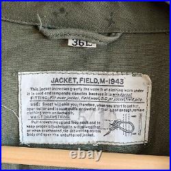 WWII U. S Army M-1943 M1943 Field Jacket 1st Version 36 L Original Authentic