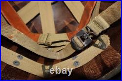 WWII U. S. Army M1 Combat Helmet Fixed Loop Bale Front Seam, Westinghouse Liner