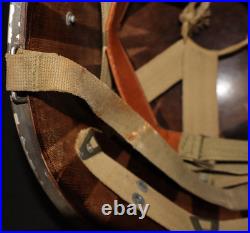 WWII U. S. Army M1 Combat Helmet Fixed Loop Bale Front Seam, Westinghouse Liner