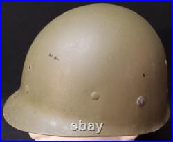 WWII U. S. Army M1 Combat Helmet Fixed Loop Bale Front Seam, Westinghouse Liner
