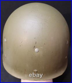 WWII U. S. Army M1 Combat Helmet Fixed Loop Bale Front Seam, Westinghouse Liner