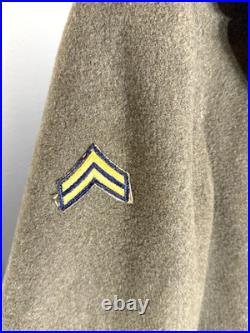 WWII U. S. Army M1939 Wool Overcoat with Liner Corporal Rank OD Wool Vintage