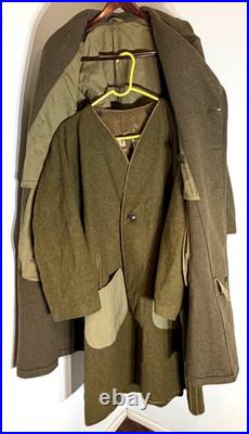 WWII U. S. Army M1939 Wool Overcoat with Liner Corporal Rank OD Wool Vintage