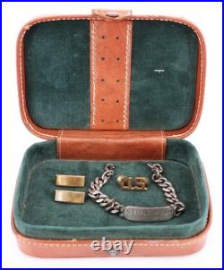 WWII U. S. Army Officer Group Named Silver ID Bracelet, Monogrammed Box & Isignia