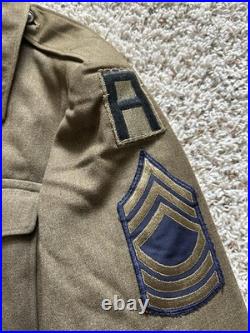 WWII US 1st Army Ike Jacket Uniform WW2 Sz 40R First Sergeant Coat Tunic