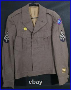 WWII US 3rd Army T/4 Technician Fourth Grade Ike Jacket Field Wool 1944 Size 38L