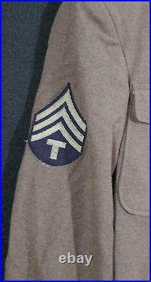 WWII US 3rd Army T/4 Technician Fourth Grade Ike Jacket Field Wool 1944 Size 38L
