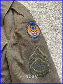 WWII US 8th Army Air Forces Ike Jacket Uniform WW2 Sz 36R Wool Patches