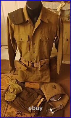 WWII US ARMY 34TH INF DIV TANK DRIVER'S UNIFORM & GEAR GROUP With SERVICE HISTORY