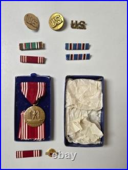 WWII US ARMY Lot Original Medal, Patches, Silverware, Documents, & More