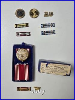 WWII US ARMY Lot Original Medal, Patches, Silverware, Documents, & More